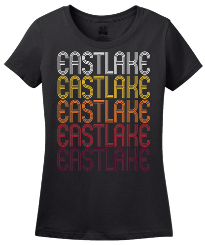 Ladies Black Eastlake, OH | Retro, Vintage Style Ohio Pride  T-shirt