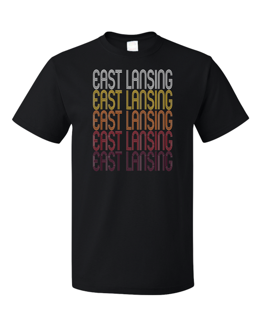 Standard Black East Lansing, MI | Retro, Vintage Style Michigan Pride  T-shirt