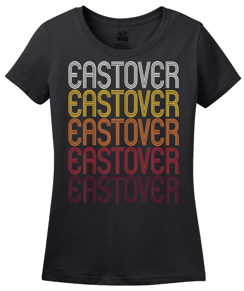 Ladies Black Eastover, NC | Retro, Vintage Style North Carolina Pride  T-shirt