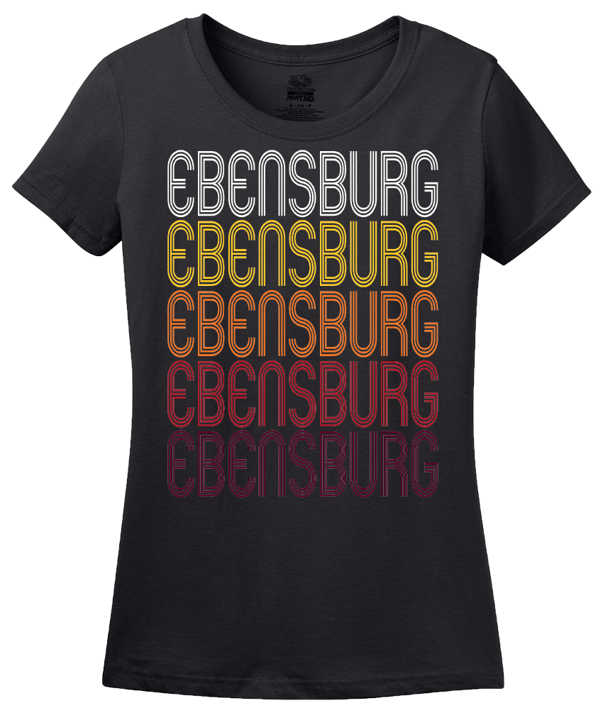 Ladies Black Ebensburg, PA | Retro, Vintage Style Pennsylvania Pride  T-shirt