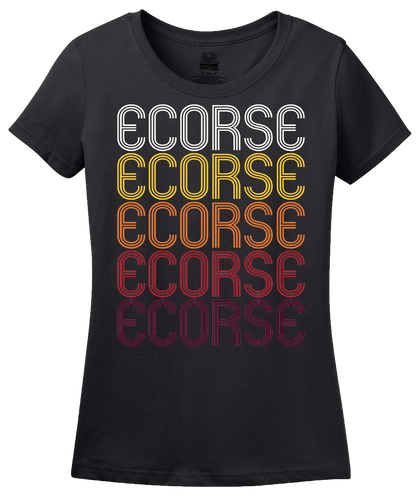 Ladies Black Ecorse, MI | Retro, Vintage Style Michigan Pride  T-shirt