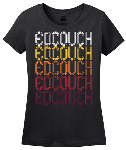 Ladies Black Edcouch, TX | Retro, Vintage Style Texas Pride  T-shirt