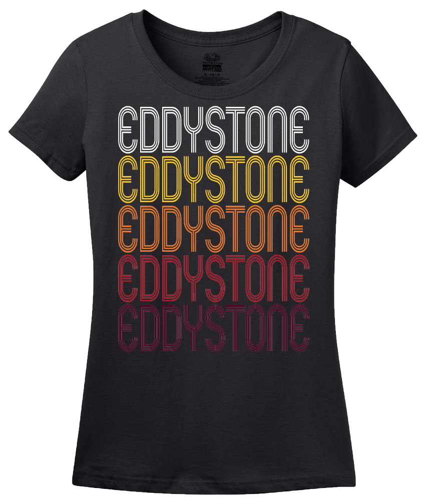 Ladies Black Eddystone, PA | Retro, Vintage Style Pennsylvania Pride  T-shirt