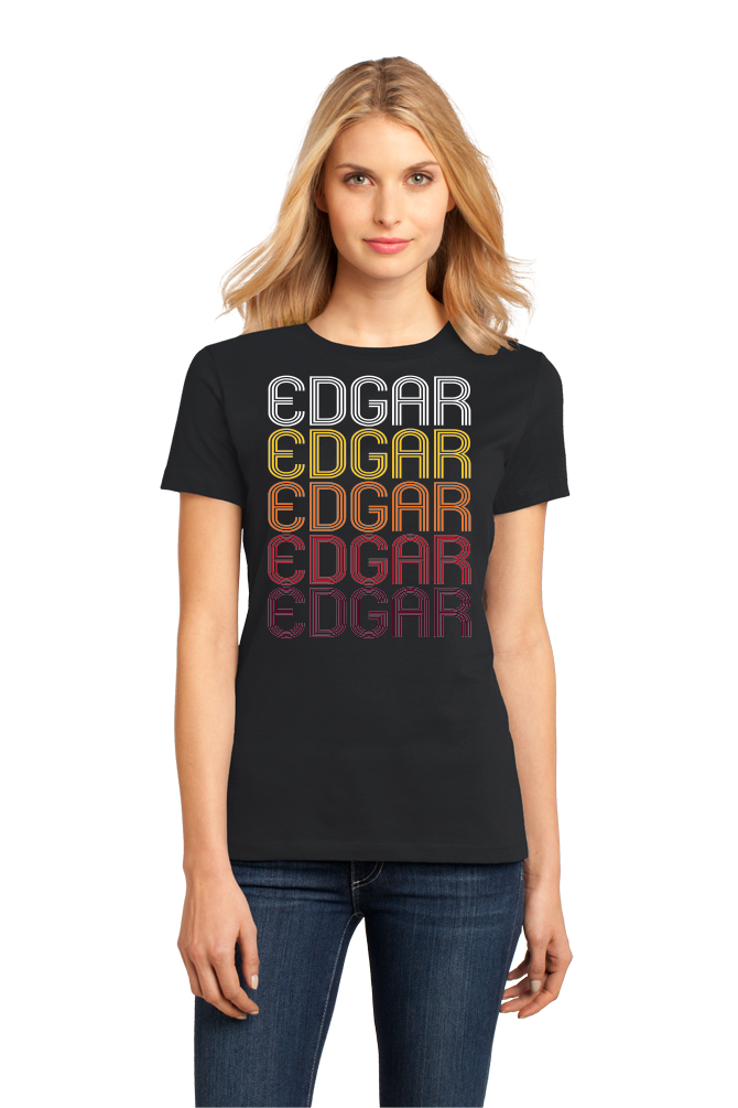 Ladies Black Edgar, WI | Retro, Vintage Style Wisconsin Pride  T-shirt