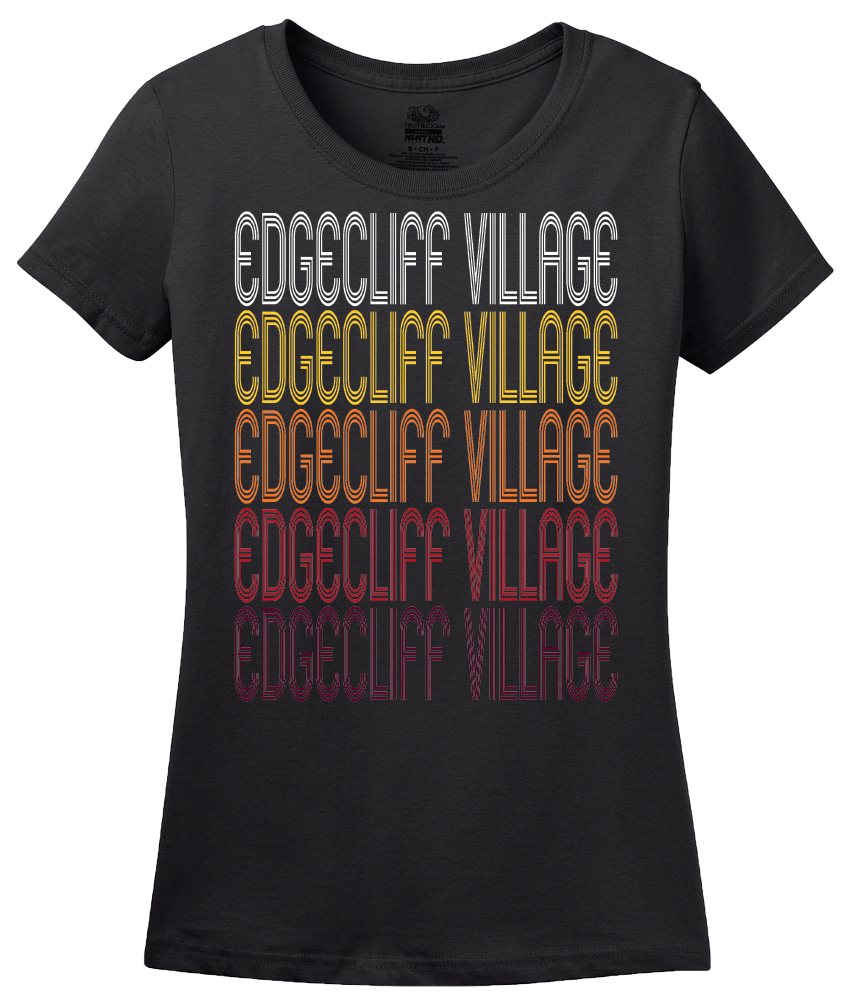 Ladies Black Edgecliff Village, TX | Retro, Vintage Style Texas Pride  T-shirt