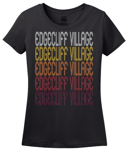 Ladies Black Edgecliff Village, TX | Retro, Vintage Style Texas Pride  T-shirt