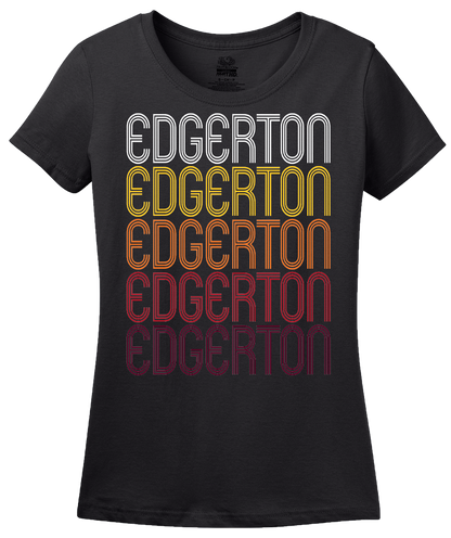 Ladies Black Edgerton, KS | Retro, Vintage Style Kansas Pride  T-shirt
