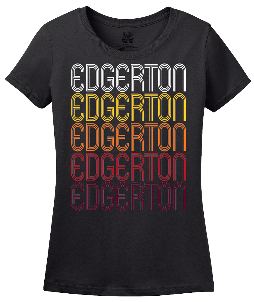 Ladies Black Edgerton, WI | Retro, Vintage Style Wisconsin Pride  T-shirt