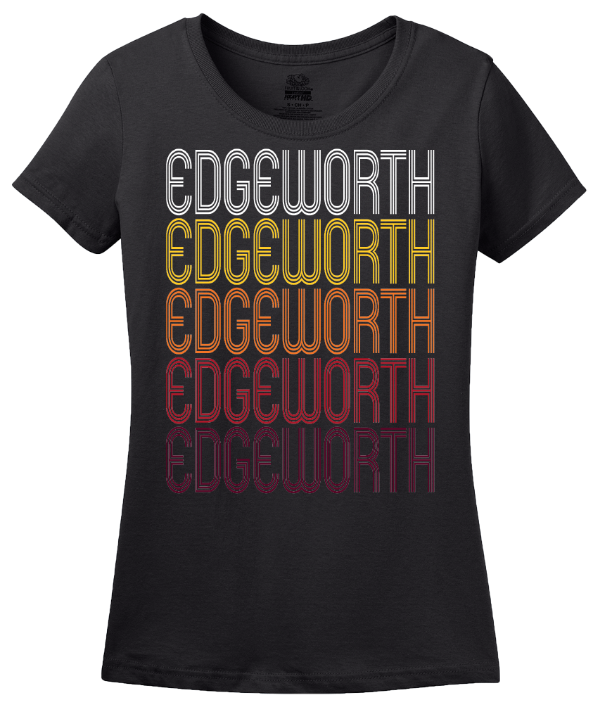 Ladies Black Edgeworth, PA | Retro, Vintage Style Pennsylvania Pride  T-shirt