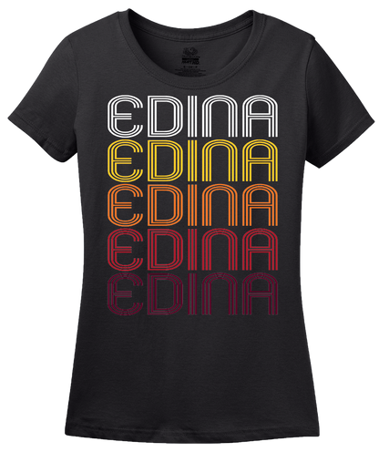 Ladies Black Edina, MN | Retro, Vintage Style Minnesota Pride  T-shirt