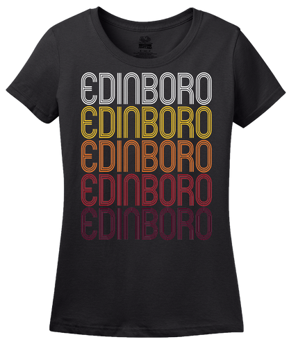 Ladies Black Edinboro, PA | Retro, Vintage Style Pennsylvania Pride  T-shirt