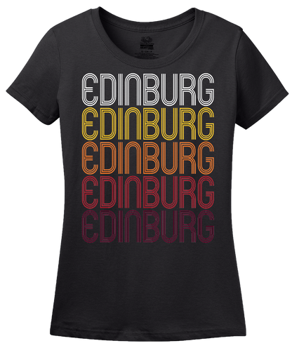 Ladies Black Edinburg, IL | Retro, Vintage Style Illinois Pride  T-shirt