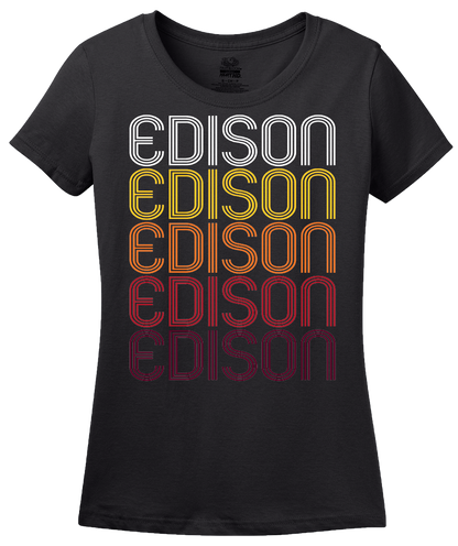 Ladies Black Edison, GA | Retro, Vintage Style Georgia Pride  T-shirt