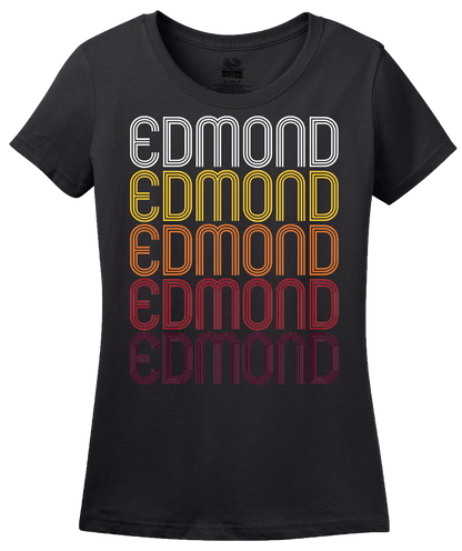 Ladies Black Edmond, OK | Retro, Vintage Style Oklahoma Pride  T-shirt