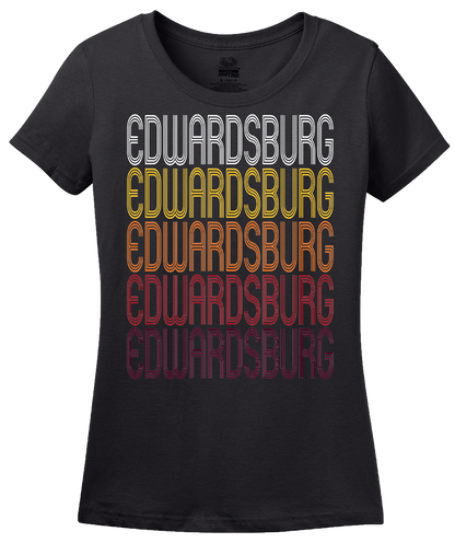 Ladies Black Edwardsburg, MI | Retro, Vintage Style Michigan Pride  T-shirt