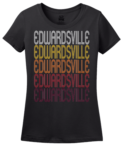 Ladies Black Edwardsville, IL | Retro, Vintage Style Illinois Pride  T-shirt
