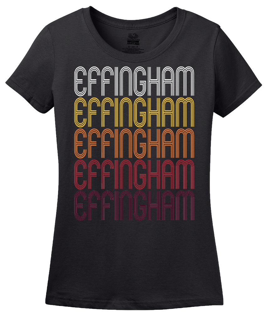 Ladies Black Effingham, IL | Retro, Vintage Style Illinois Pride  T-shirt