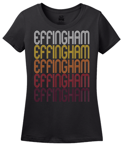 Ladies Black Effingham, IL | Retro, Vintage Style Illinois Pride  T-shirt