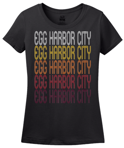 Ladies Black Egg Harbor City, NJ | Retro, Vintage Style New Jersey Pride  T-shirt
