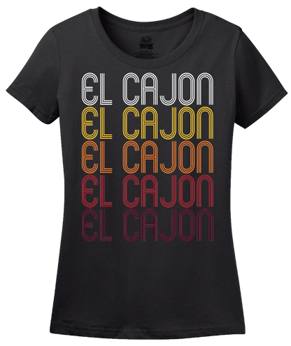 Ladies Black El Cajon, CA | Retro, Vintage Style California Pride  T-shirt