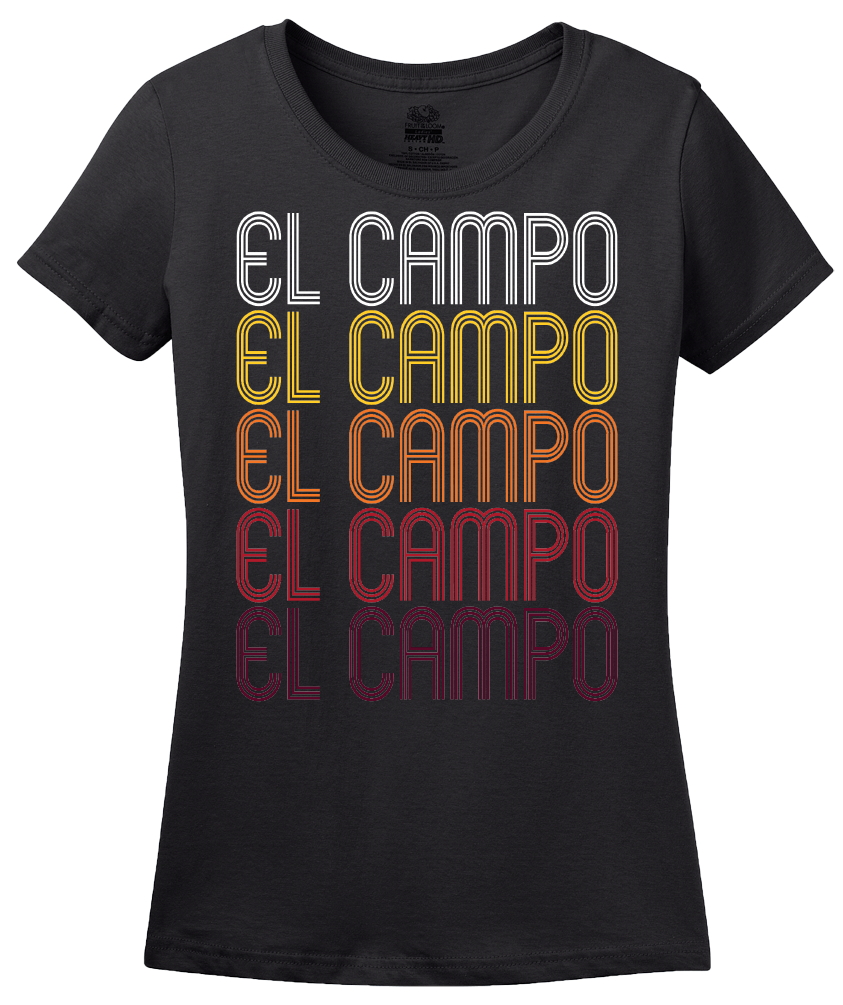 Ladies Black El Campo, TX | Retro, Vintage Style Texas Pride  T-shirt