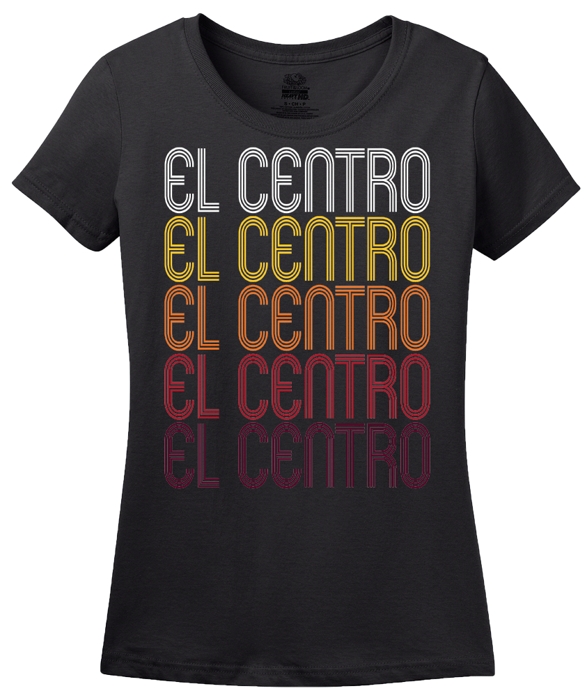 Ladies Black El Centro, CA | Retro, Vintage Style California Pride  T-shirt