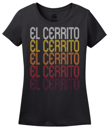 Ladies Black El Cerrito, CA | Retro, Vintage Style California Pride  T-shirt