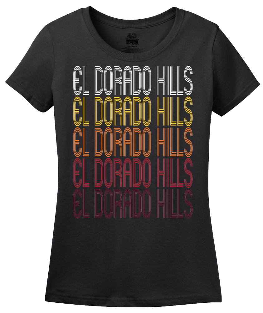 Ladies Black El Dorado Hills, CA | Retro, Vintage Style California Pride  T-shirt