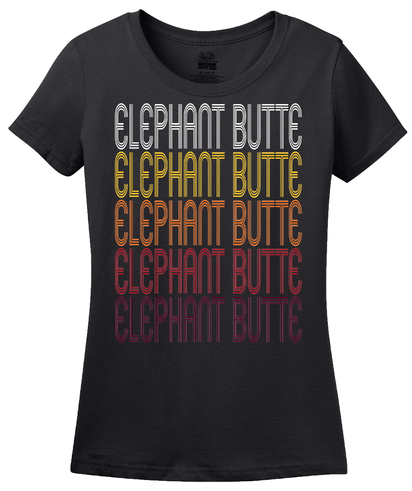 Ladies Black Elephant Butte, NM | Retro, Vintage Style New Mexico Pride  T-shirt