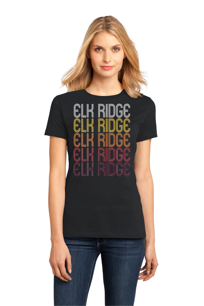 Ladies Black Elk Ridge, UT | Retro, Vintage Style Utah Pride  T-shirt