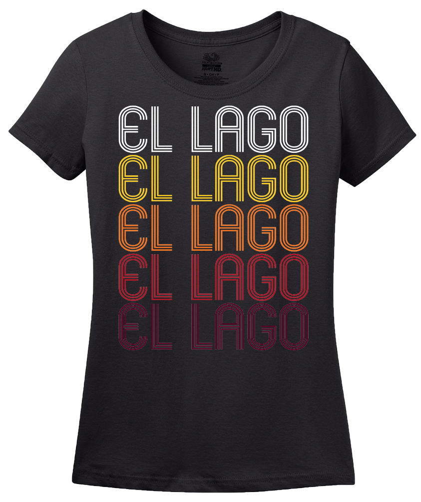 Ladies Black El Lago, TX | Retro, Vintage Style Texas Pride  T-shirt