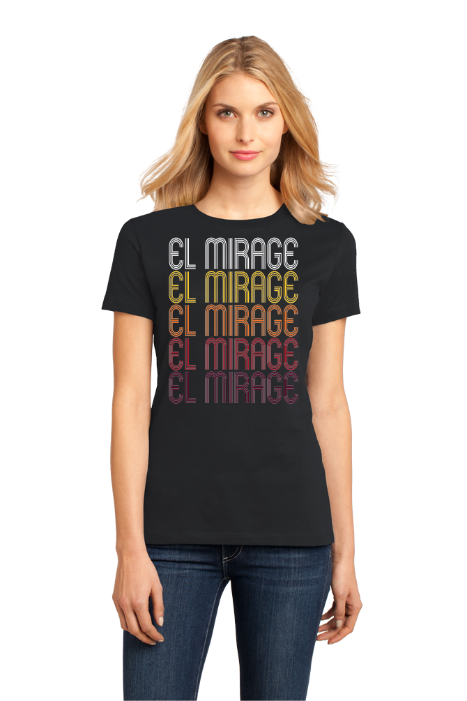 Ladies Black El Mirage, AZ | Retro, Vintage Style Arizona Pride  T-shirt