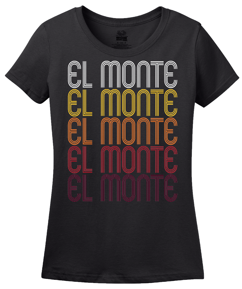 Ladies Black El Monte, CA | Retro, Vintage Style California Pride  T-shirt