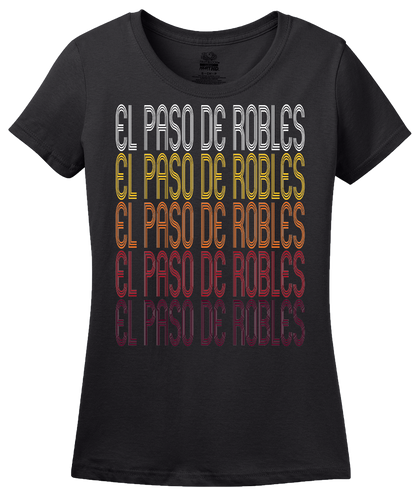 Ladies Black El Paso de Robles, CA | Retro, Vintage Style California Pride  T-shirt