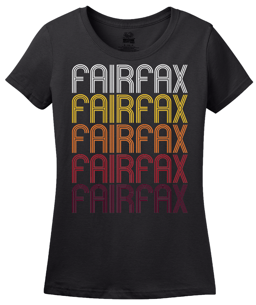Ladies Black Fairfax, VA | Retro, Vintage Style Virginia Pride  T-shirt