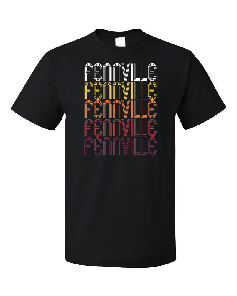 Standard Black Fennville, MI | Retro, Vintage Style Michigan Pride  T-shirt