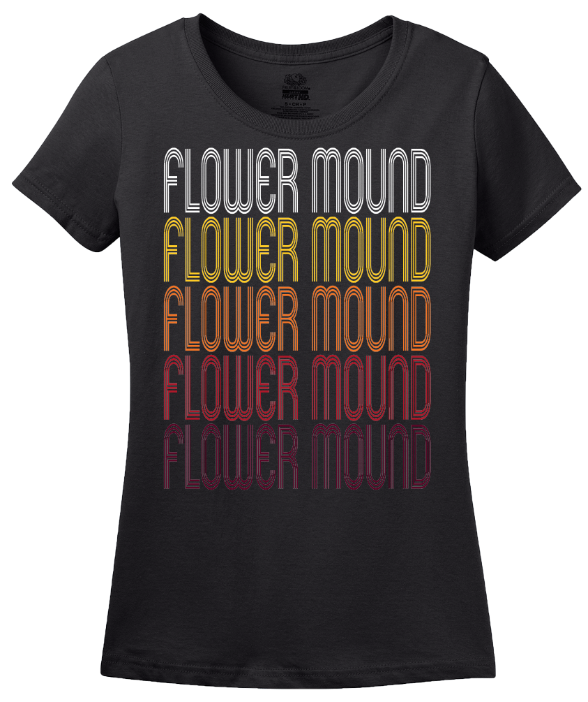 Ladies Black Flower Mound, TX | Retro, Vintage Style Texas Pride  T-shirt