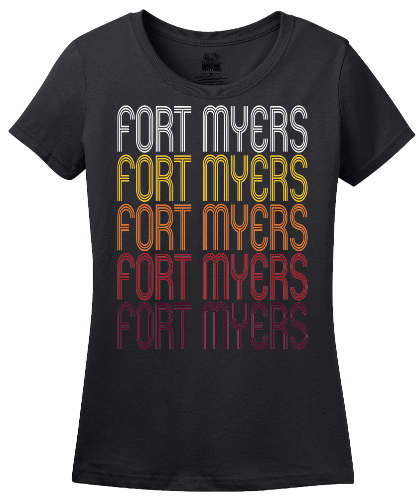 Ladies Black Fort Myers, FL | Retro, Vintage Style Florida Pride  T-shirt