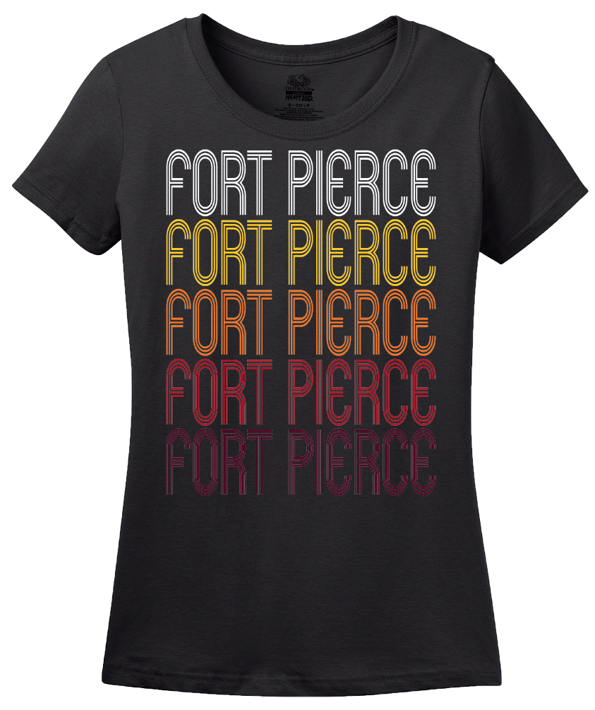 Ladies Black Fort Pierce, FL | Retro, Vintage Style Florida Pride  T-shirt
