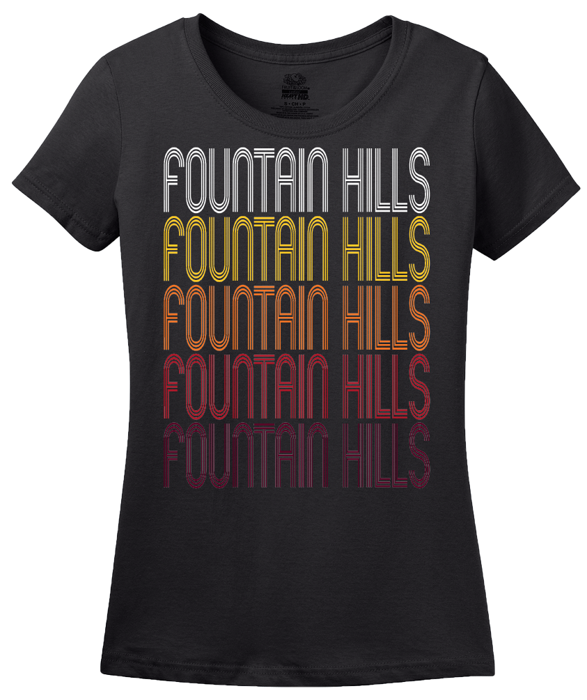 Ladies Black Fountain Hills, AZ | Retro, Vintage Style Arizona Pride  T-shirt