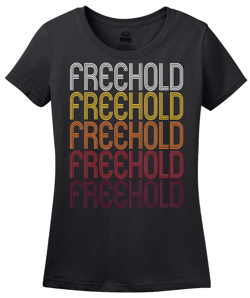 Ladies Black Freehold, NJ | Retro, Vintage Style New Jersey Pride  T-shirt