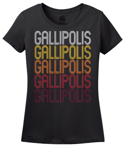Ladies Black Gallipolis, OH | Retro, Vintage Style Ohio Pride  T-shirt