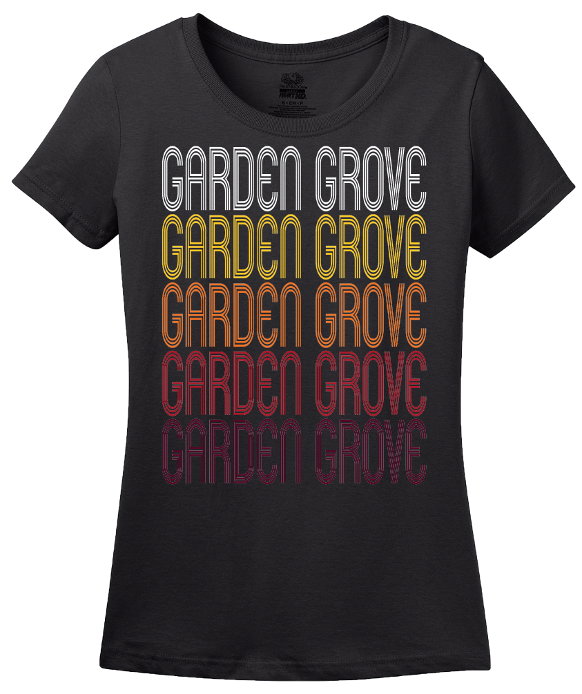 Ladies Black Garden Grove, CA | Retro, Vintage Style California Pride  T-shirt