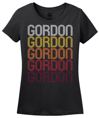 Ladies Black Gordon, NE | Retro, Vintage Style Nebraska Pride  T-shirt