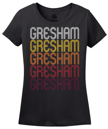 Ladies Black Gresham, TX | Retro, Vintage Style Texas Pride  T-shirt