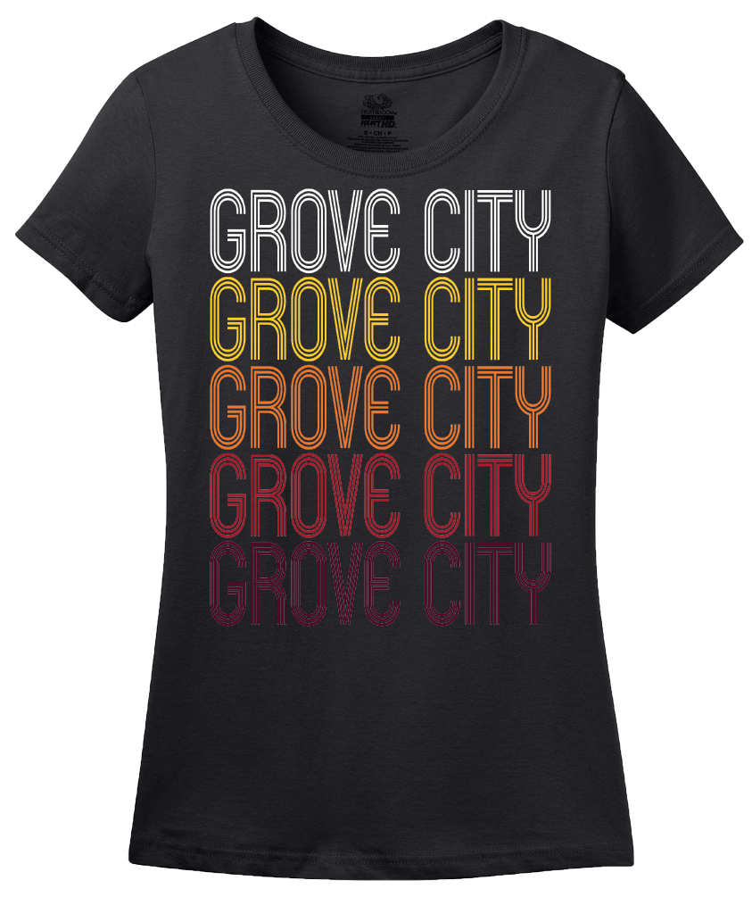 Ladies Black Grove City, PA | Retro, Vintage Style Pennsylvania Pride  T-shirt