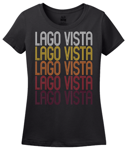 Ladies Black Lago Vista, TX | Retro, Vintage Style Texas Pride  T-shirt