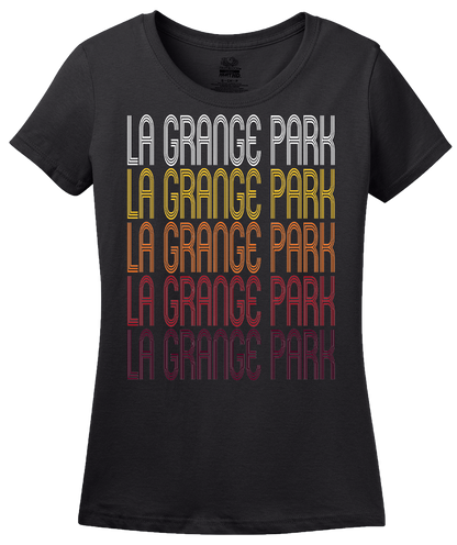 Ladies Black La Grange Park, IL | Retro, Vintage Style Illinois Pride  T-shirt