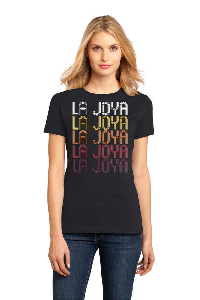 Ladies Black La Joya, TX | Retro, Vintage Style Texas Pride  T-shirt