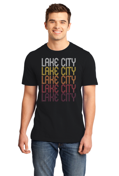 Standard Black Lake City, IA | Retro, Vintage Style Iowa Pride  T-shirt